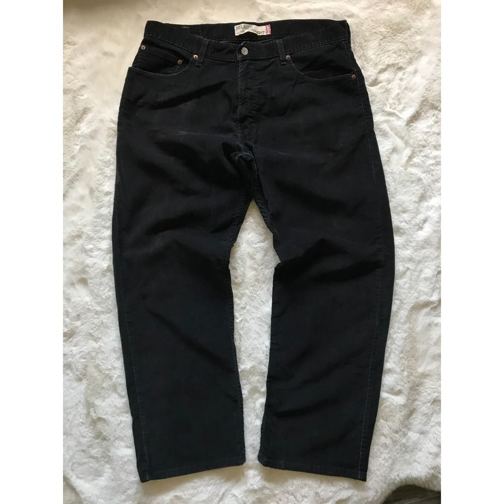 Y2K Men's Levi's 559 Corduroy Pants Relaxed Straight 36x30 Black Baggy Loose